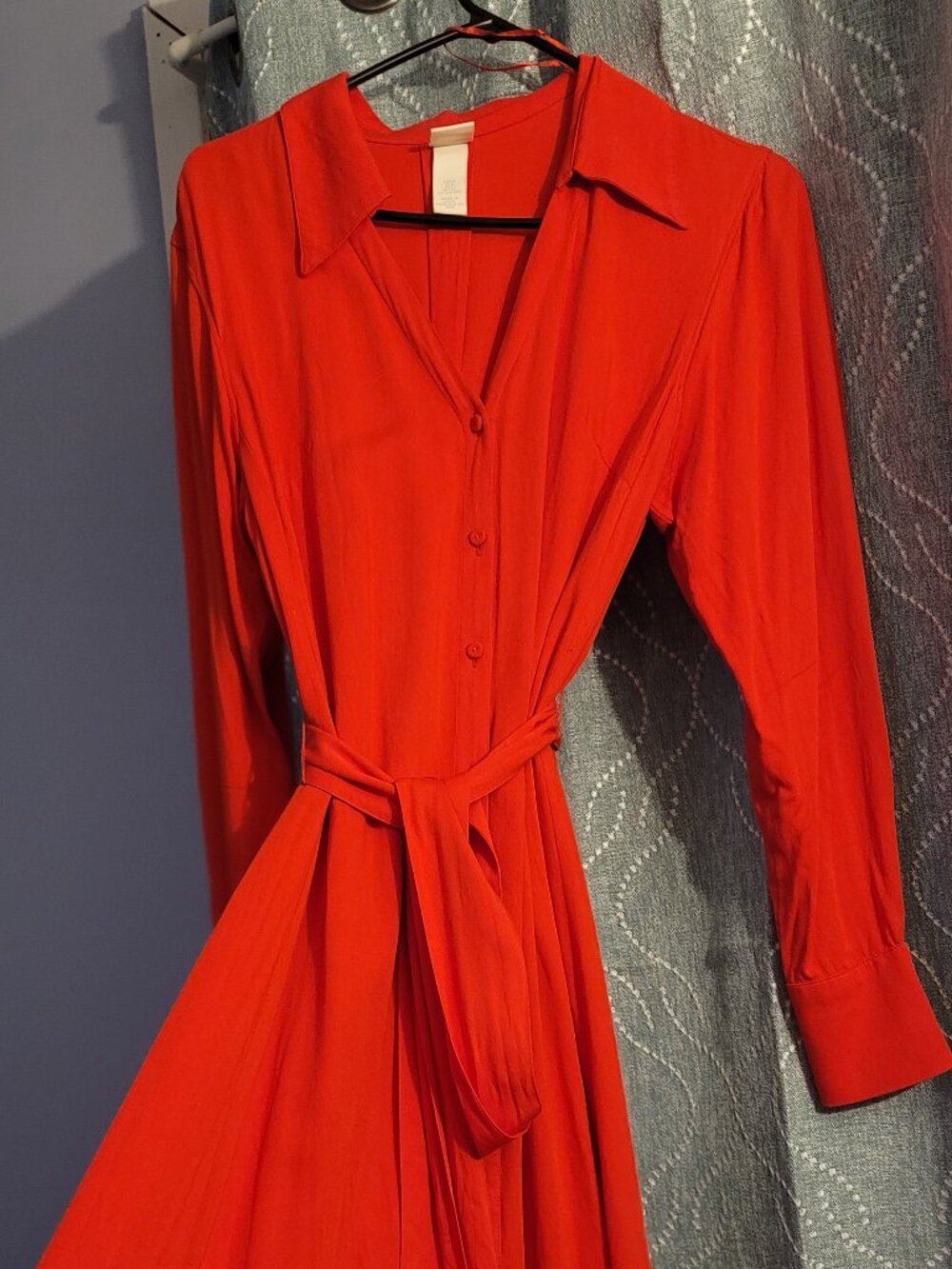 H&M Red Button Down Dress with Belt
